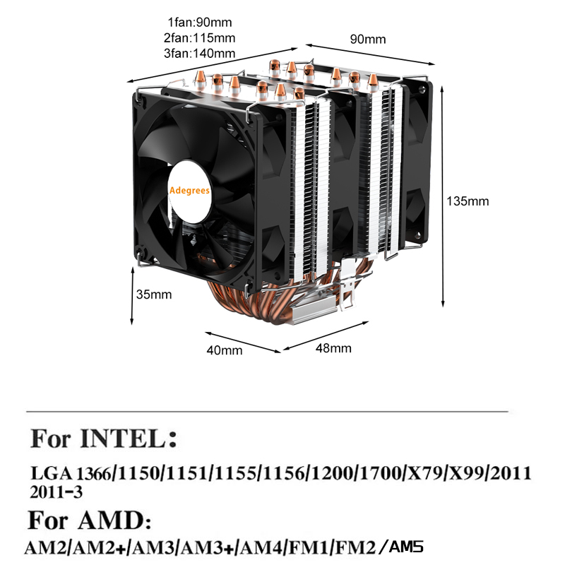 6 Heatpipe CPU-luchtkoeler, 4- - Cpu Cooler recensie en prijs
